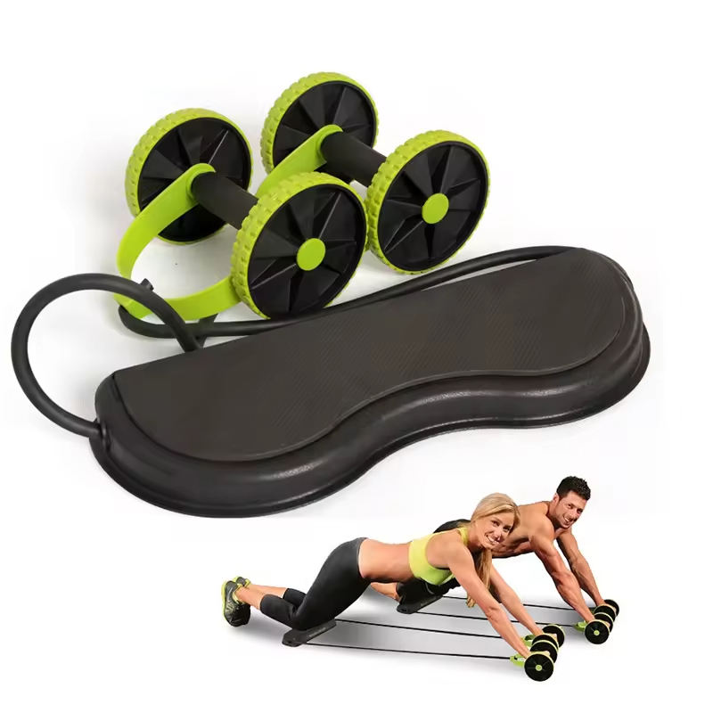 REVOFLEX AB ROLLER WITH KNEE PADS & RESISTANCE BANDS  ALL IN ONE HOME WORKOUT KIT