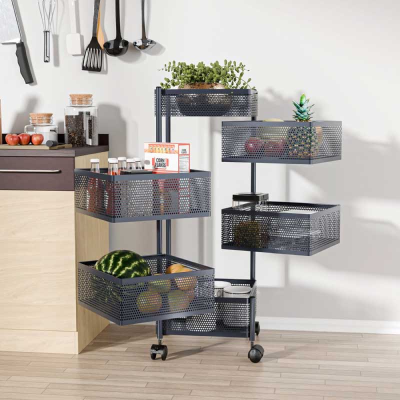 6 LAYER SQUARE SHAPE STORAGE RACK MOVING ORGANIZER KITCHEN BASKET