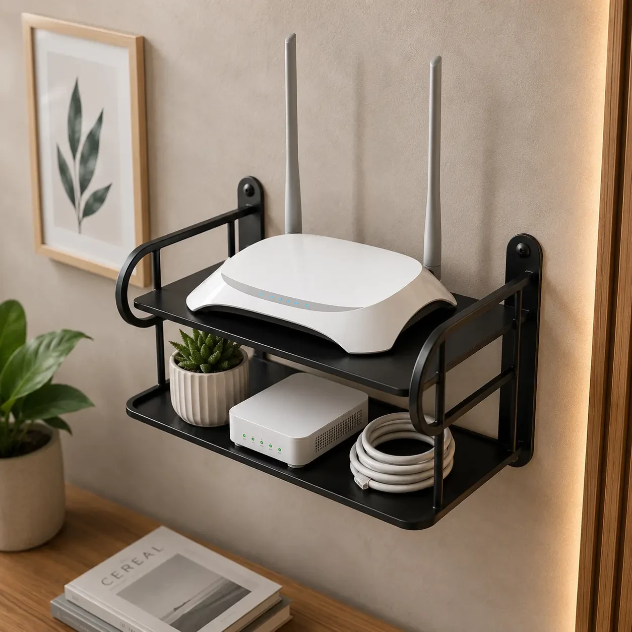 WALL MOUNTED TWO LAYER ROUTER STAND